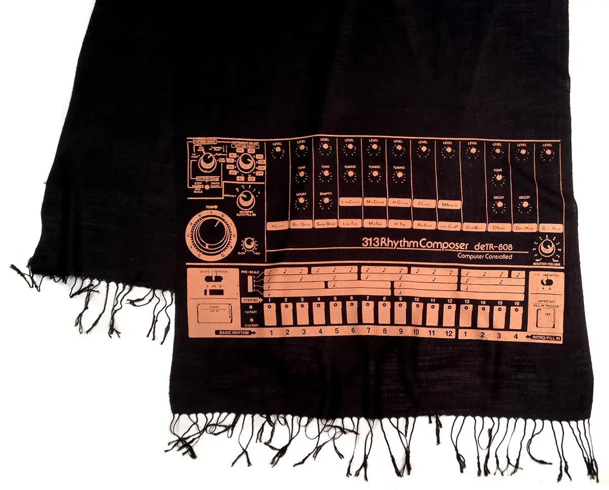 808 Drum Machine Scarf, Linen-Weave Pashmina 1