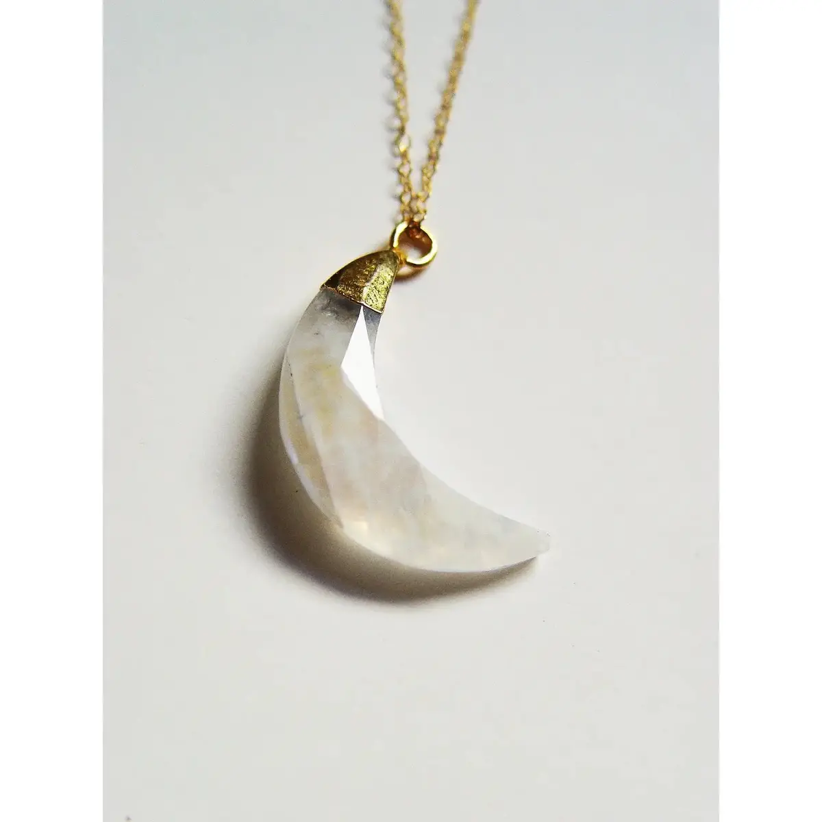 Moonstone Crescent Gold Necklace 1