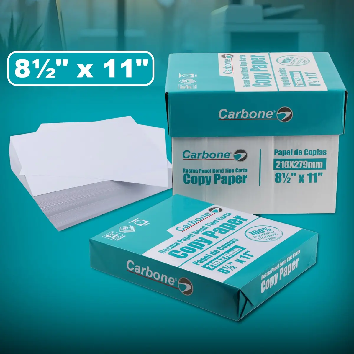 Resma Hojas De Papel Bond Tipo Carta 8 1/2 X 11 - 500 Hojas 75Gsm Marca Carbone 1
