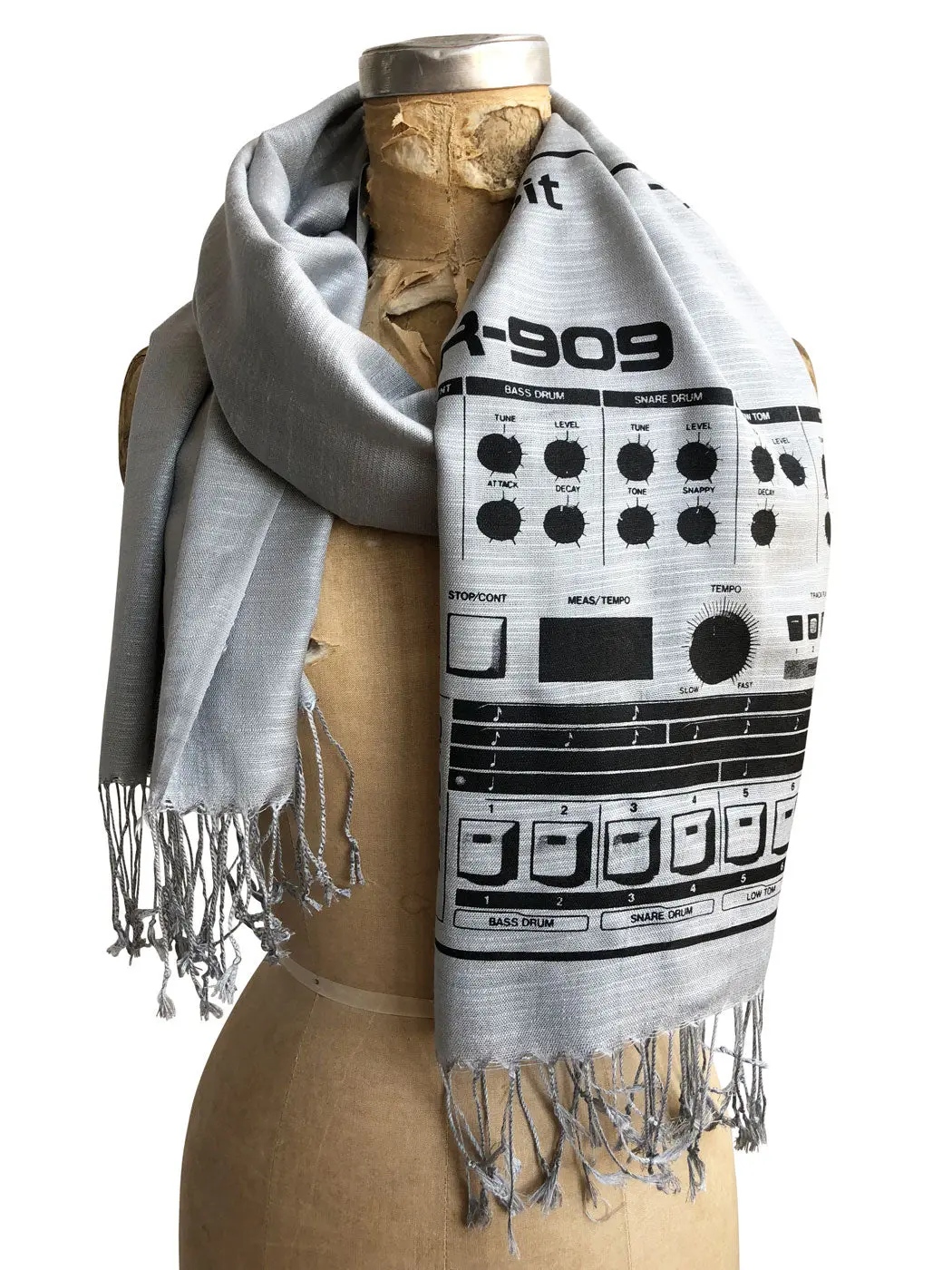 909 Drum Sequencer Scarf, Detroit Dr-909 Linen-Weave Pashmina 1