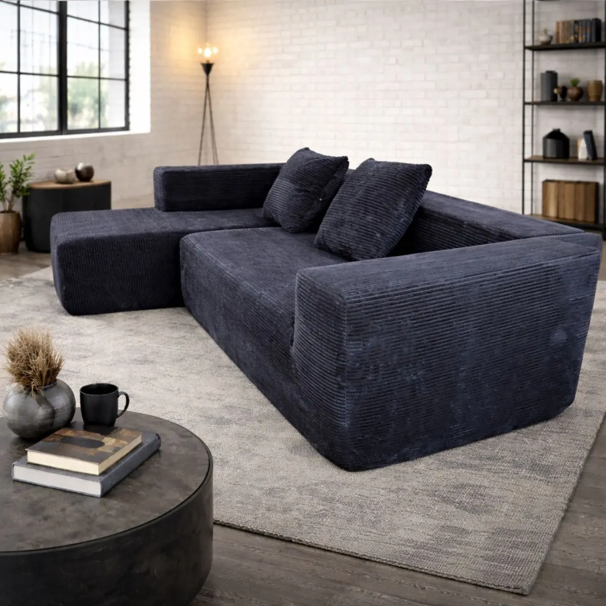 Sofá Seccional En L Empacado Al Vacio Memory Foam De Alta Densidad 280X100x60cm Color Negro 2