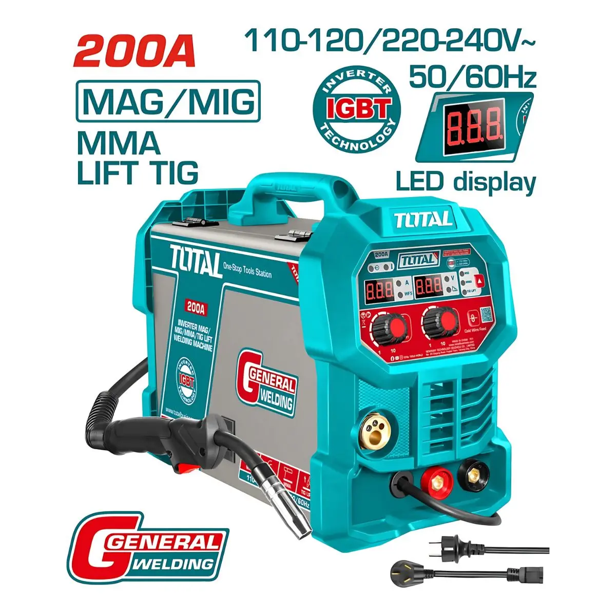 Máquina De Soldar Inverter Mag Mig Mma Tig 200A 110V-220V Pantalla Led. 1