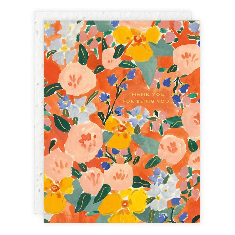 Red Orange Floral Thank You Card 1