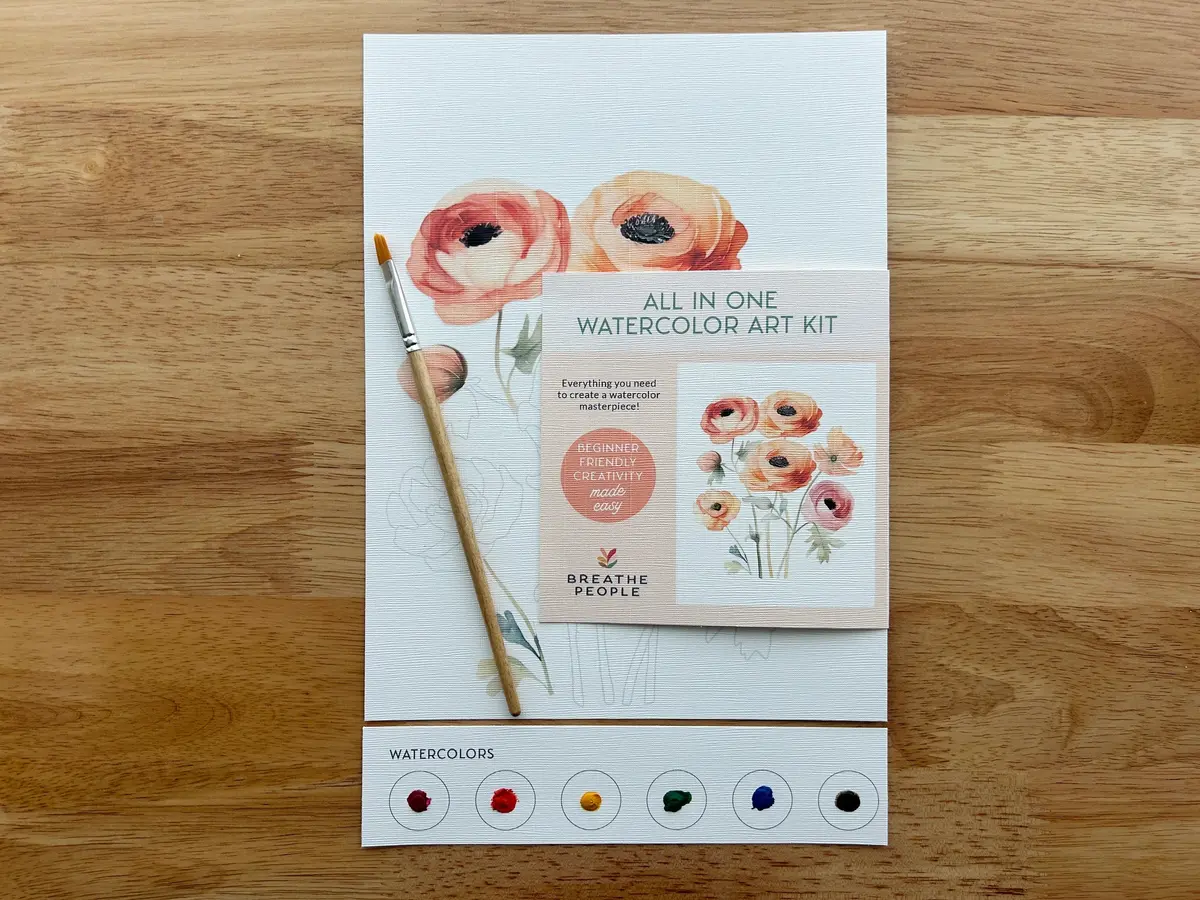 Ranunculus Blooms All-In-One Beginner Watercolor Kit 1