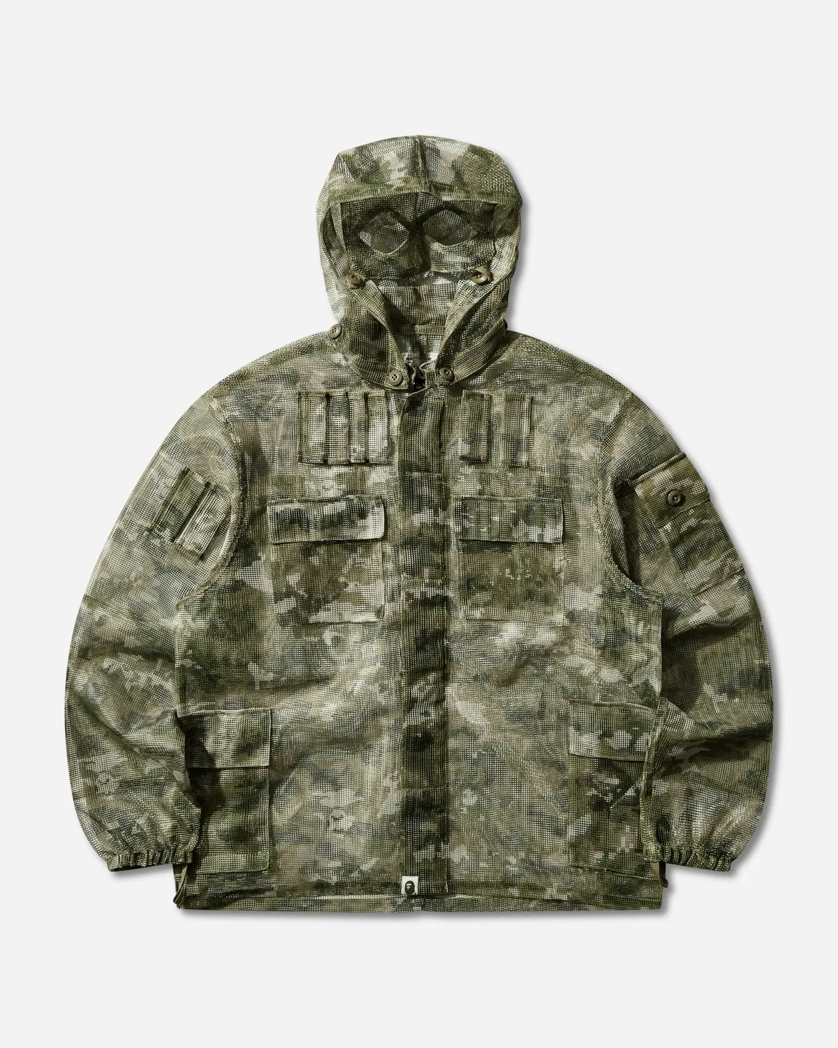 Men's Multi Pixel Camo Mask Hooded Shirt Jacket Green 1