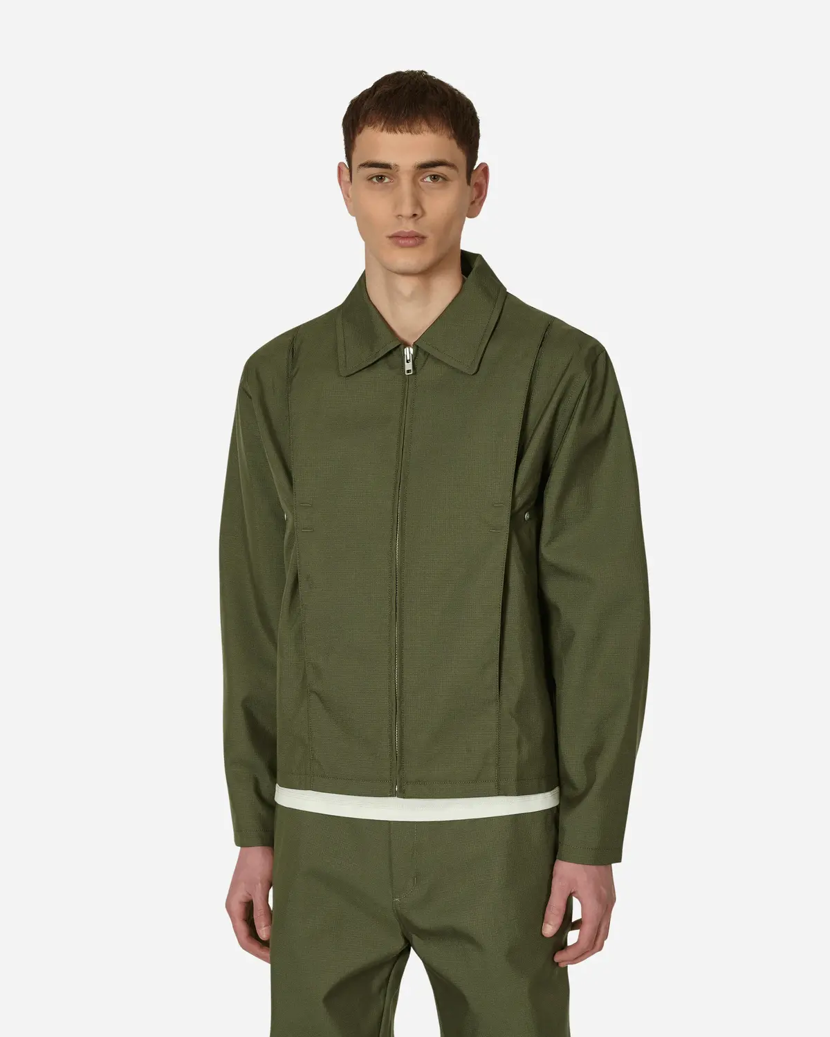 Pleat Bomber Jacket Green 1