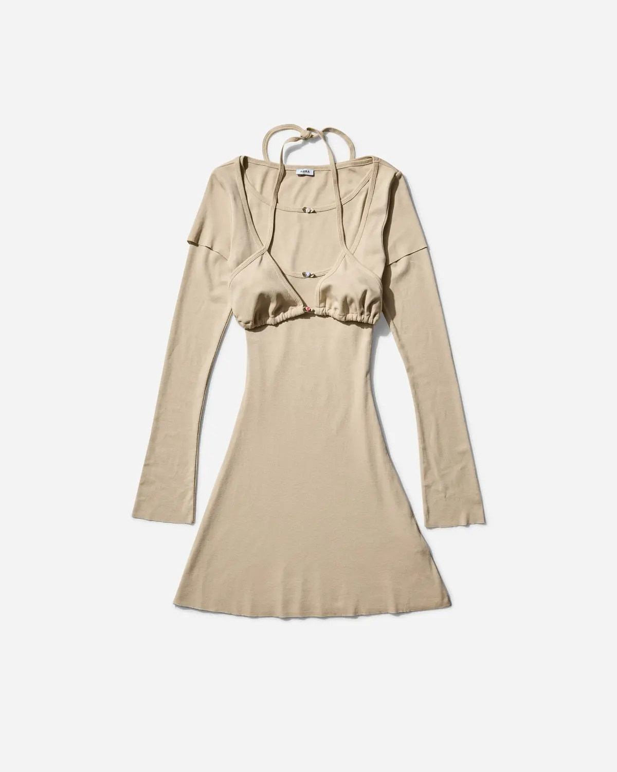 Women's Overlayered Dress Beige 1