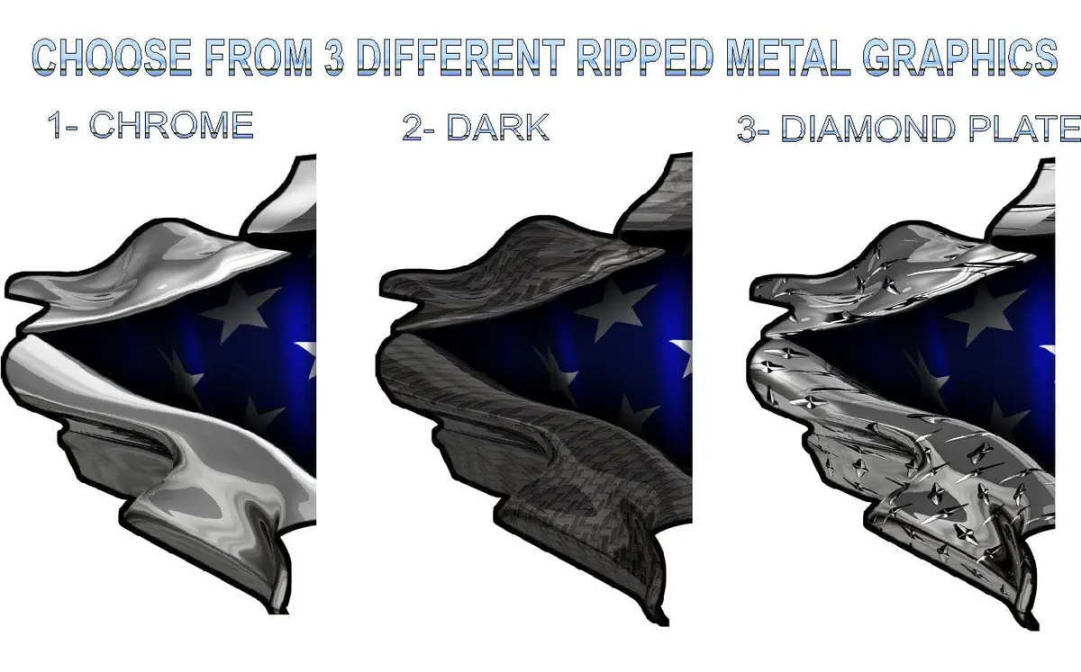 American Flag Metal Tears Boat Decals 4
