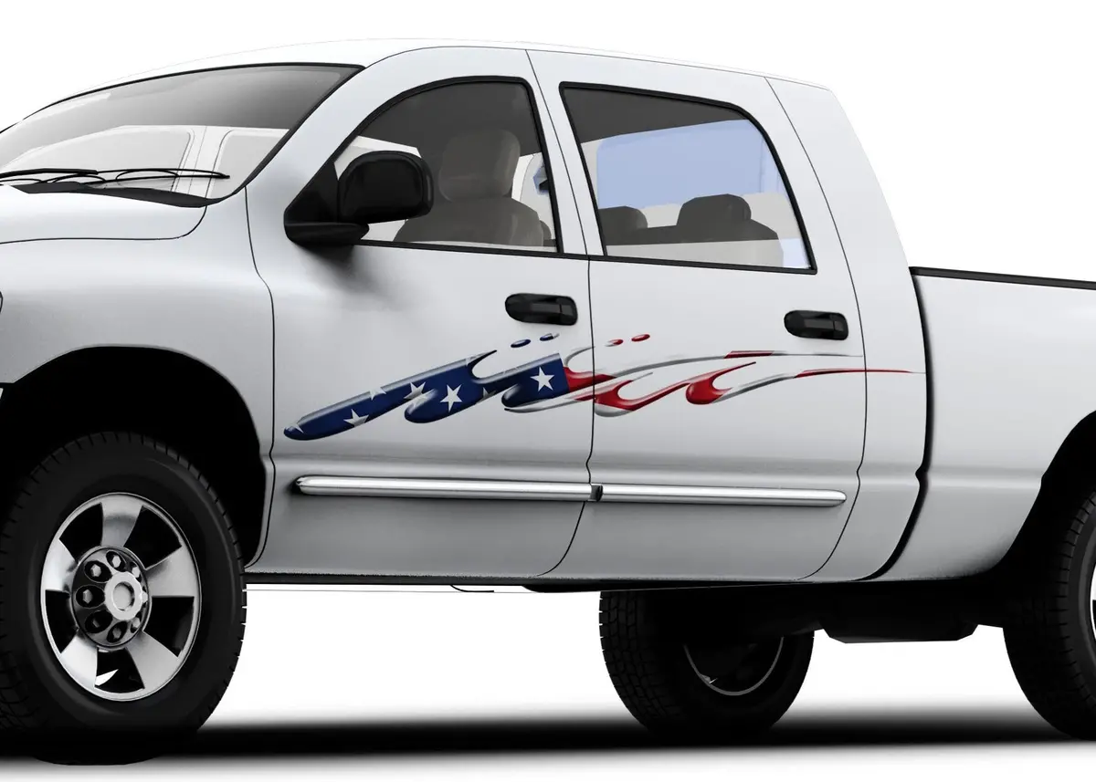 American Flag Swoosh Stripes Vinyl Decal – Set Of 2 For Cars & Trucks B745 1