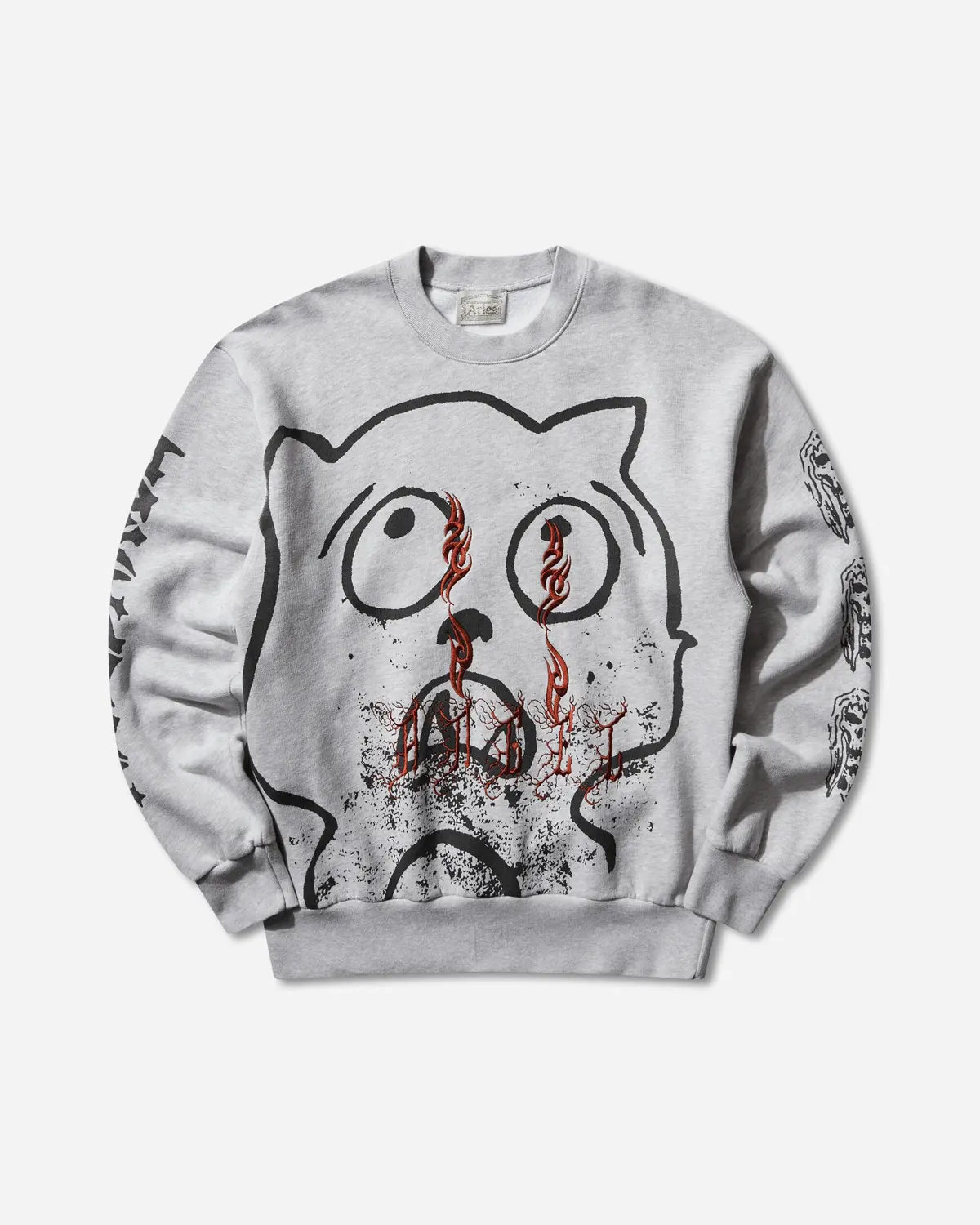 Meowharishi Embroidered Sweatshirt Grey Marl 1