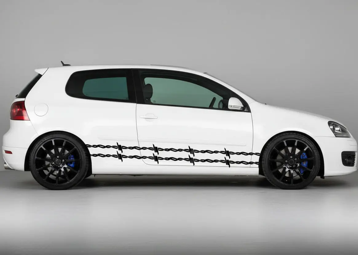 Barbed Wire Stripe Vinyl Decals – Set Of 2 For Cars & Trucks 3