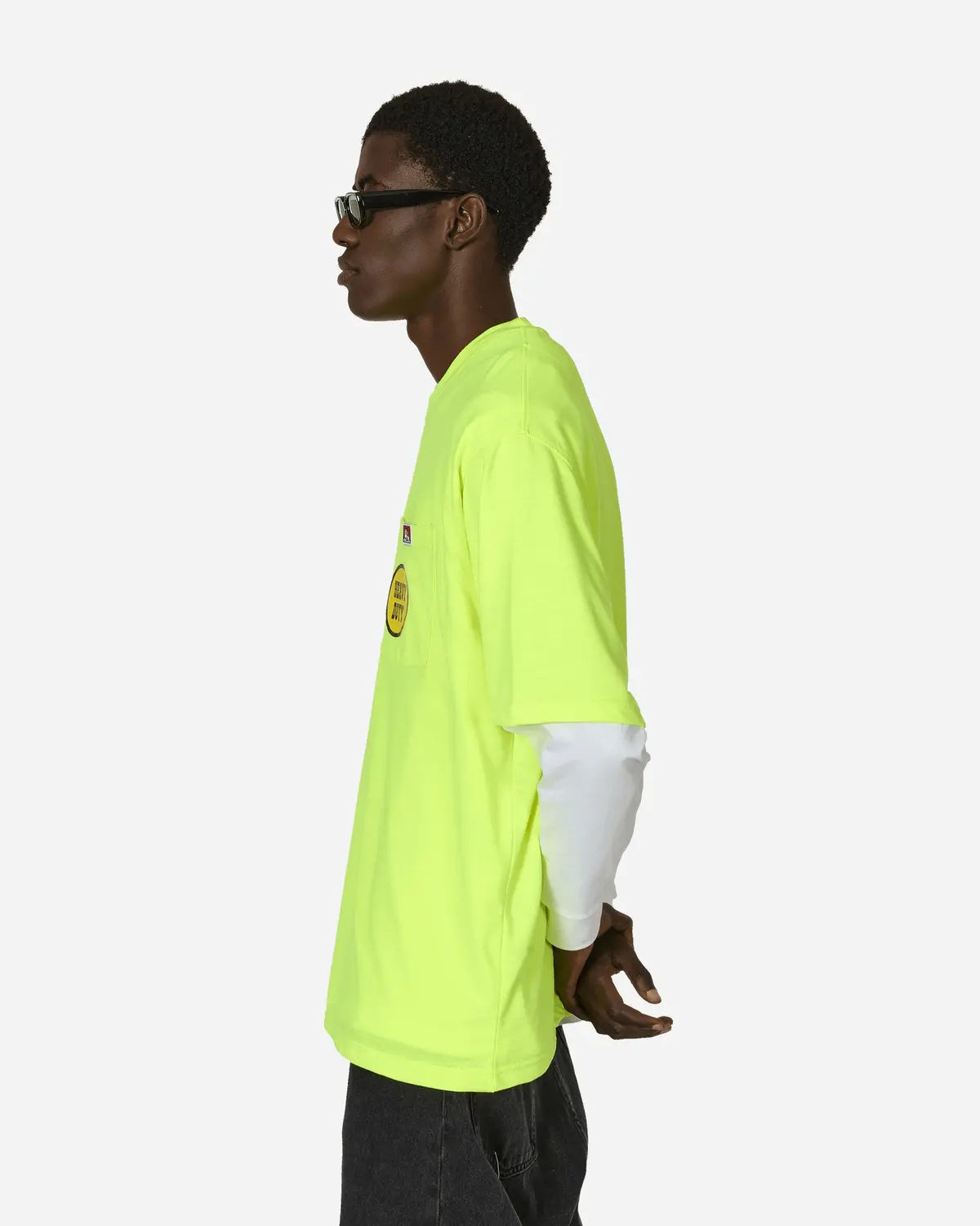 Heavy Duty Classic Label Pocket T-Shirt Hi Vis Green 2