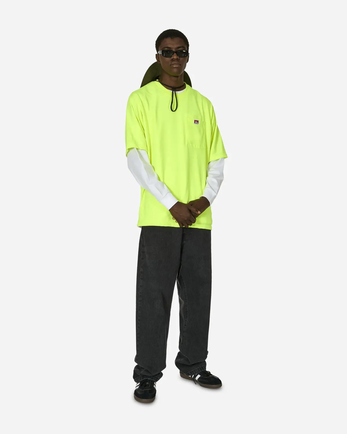 Heavy Duty Classic Label Pocket T-Shirt Hi Vis Green 4