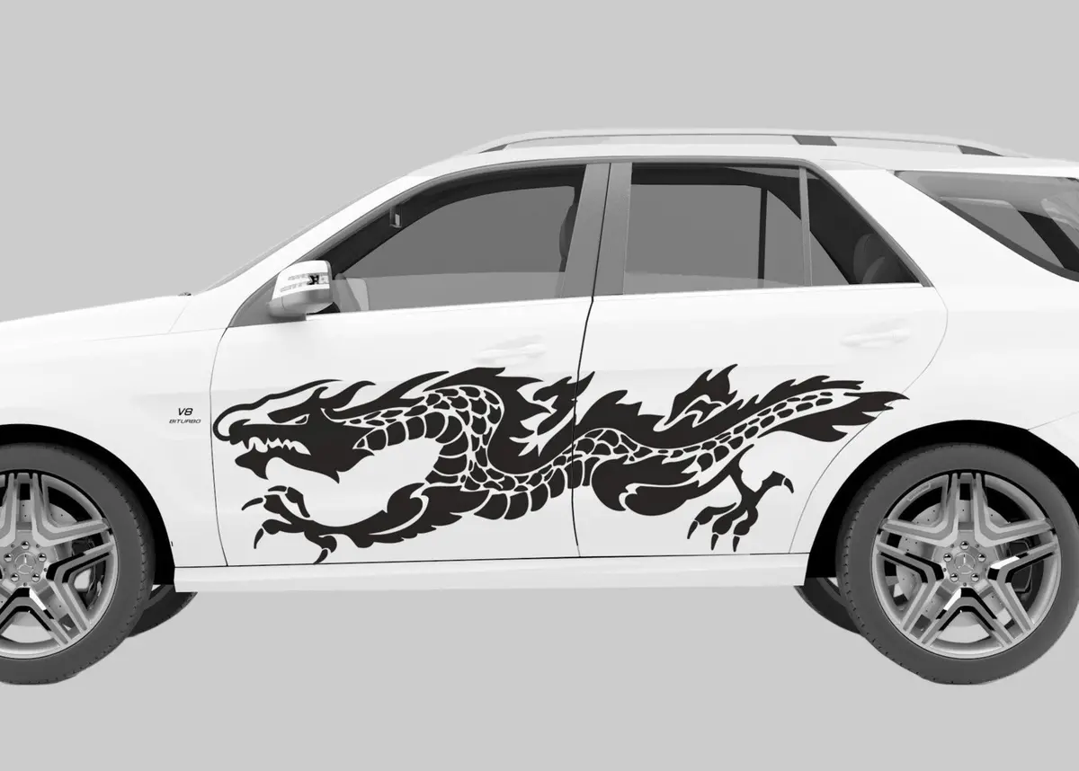 Flaming Dragon Vinyl Decal For Cars & Trucks 1
