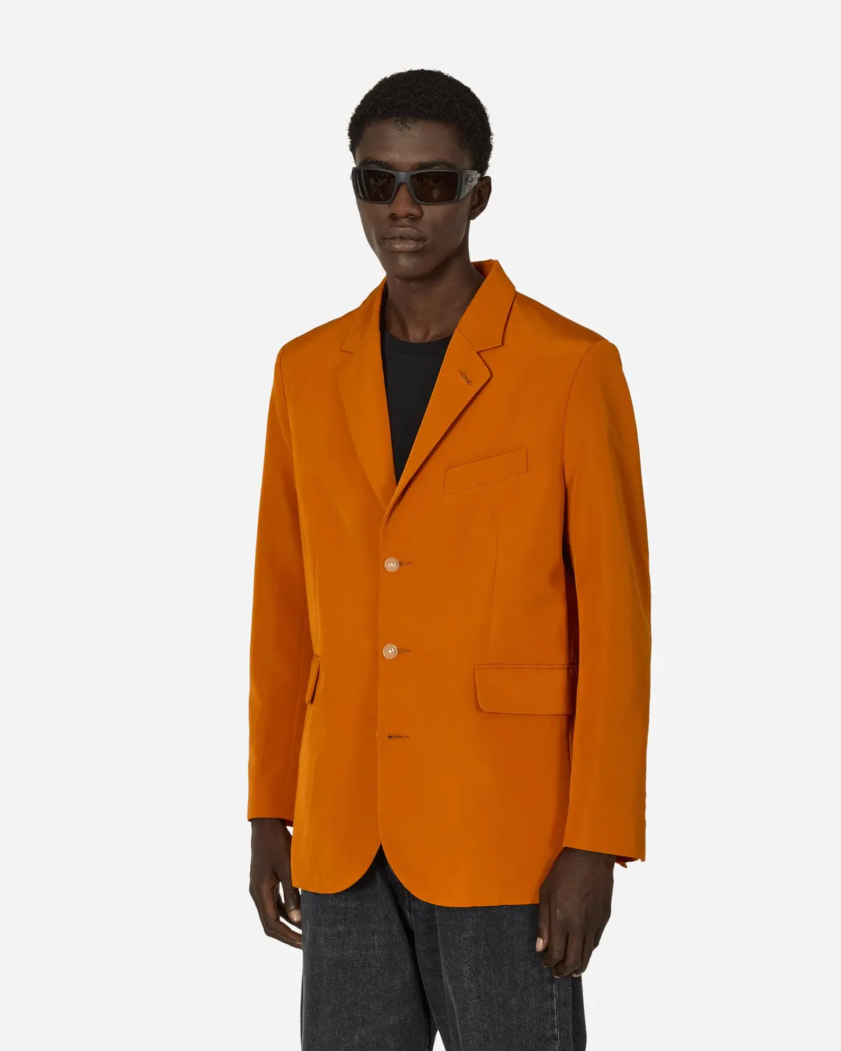 Ginger Faille Single-Breasted Suit Jacket Orange 1