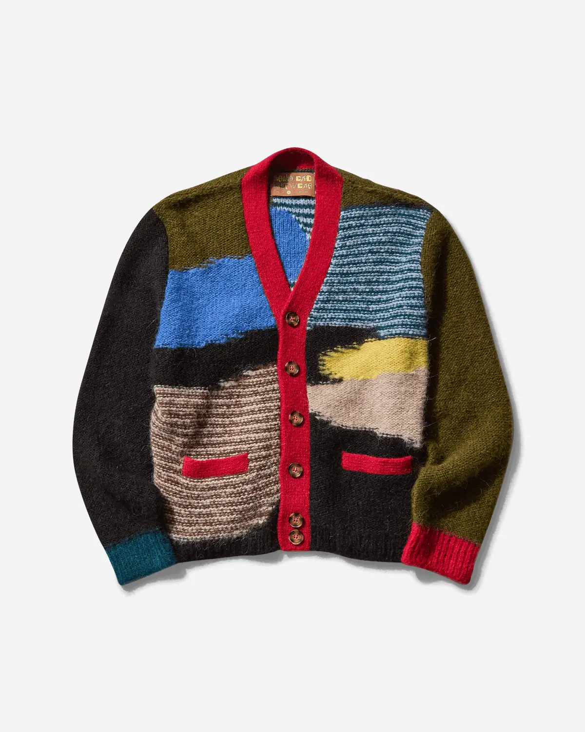 Men's Mix Pattern Cardigan Olive 1