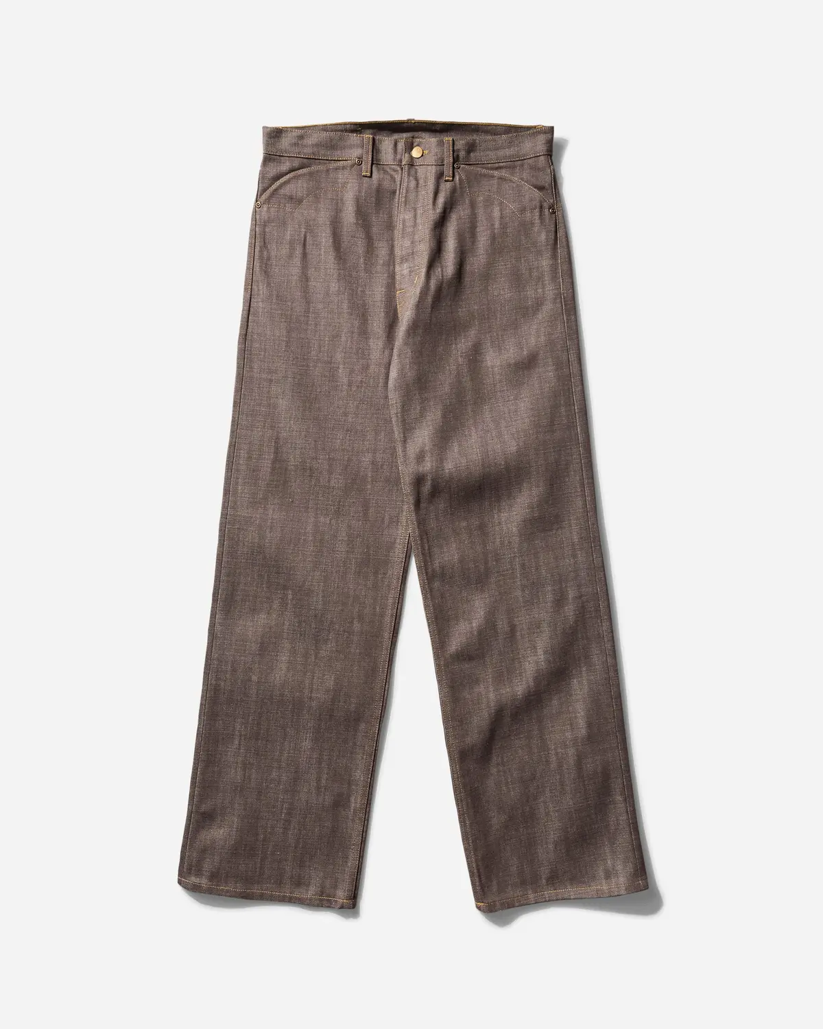Men's Type 00 14.5Oz Selvedge Denim Pants Brown 1