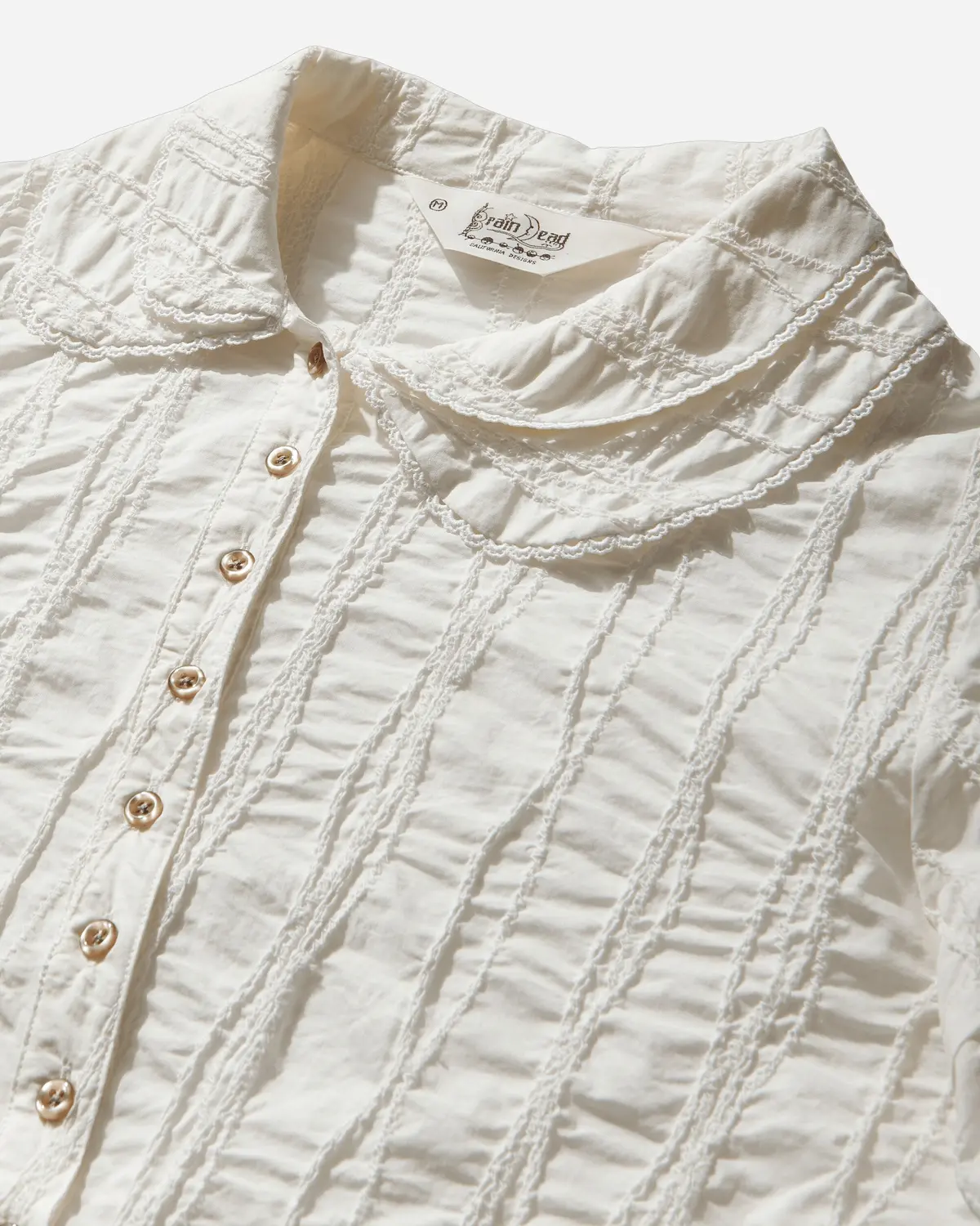 Women's Twisted Seersucker Button Up Shirt Beige 3