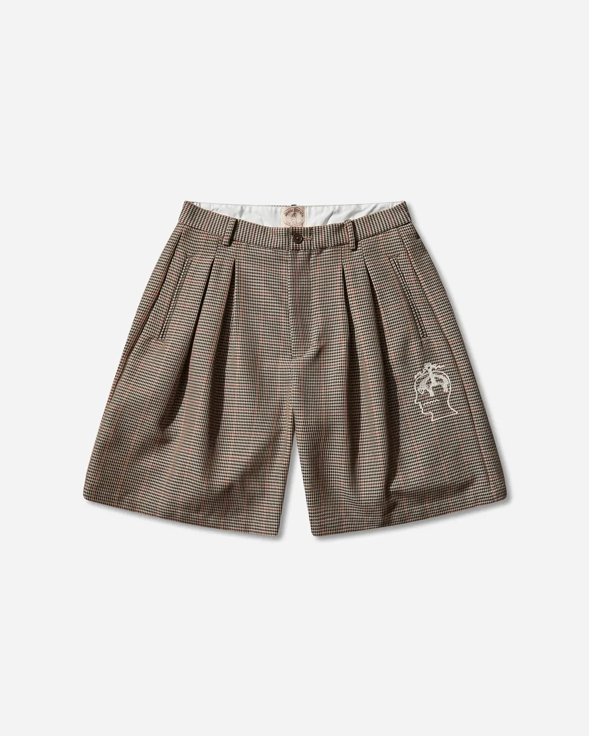 Men's Brooks Brothers Houndstooth Pleated Shorts Tan 1