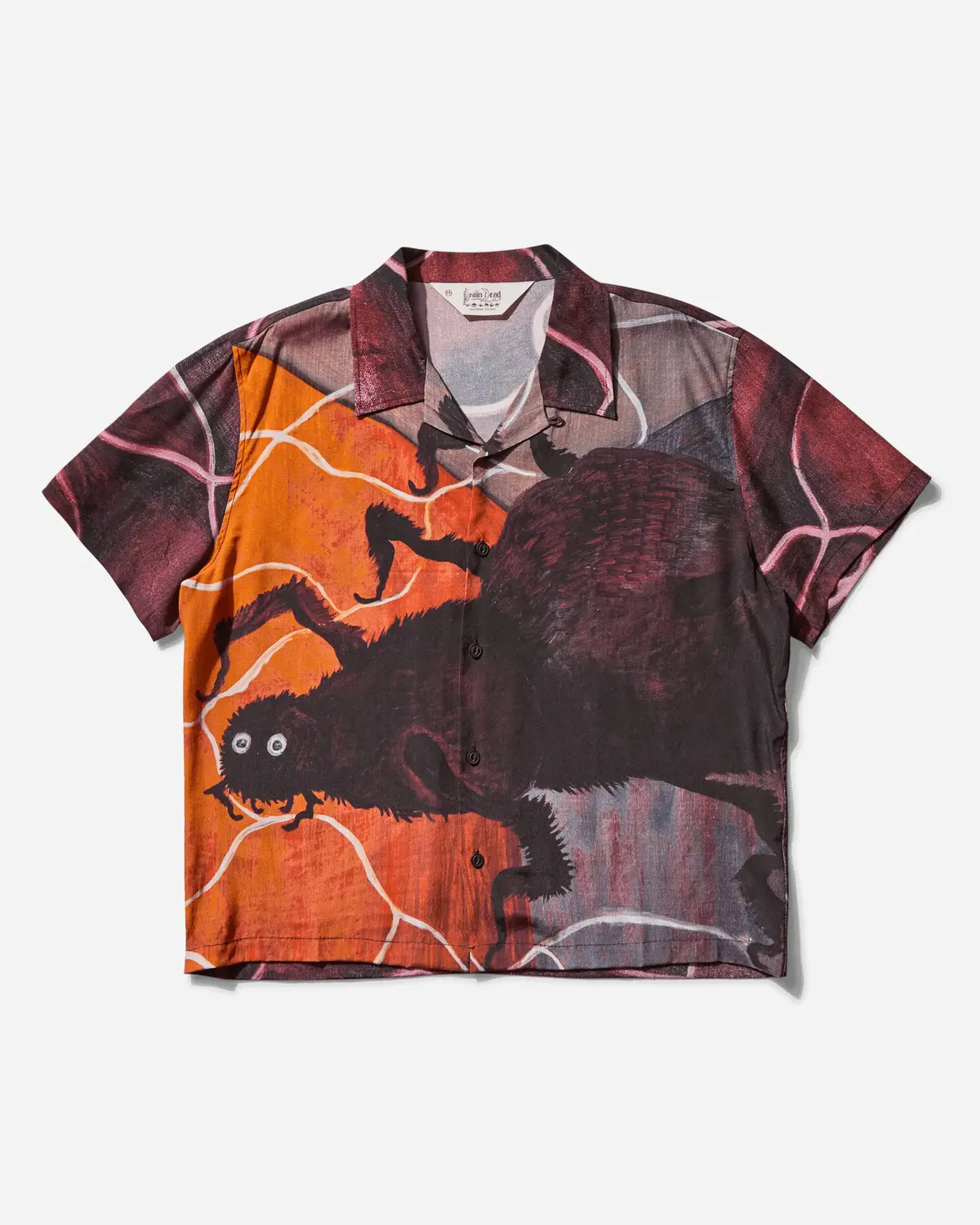 Men's Spiral Orb Button Up Shirt Burgundy 1