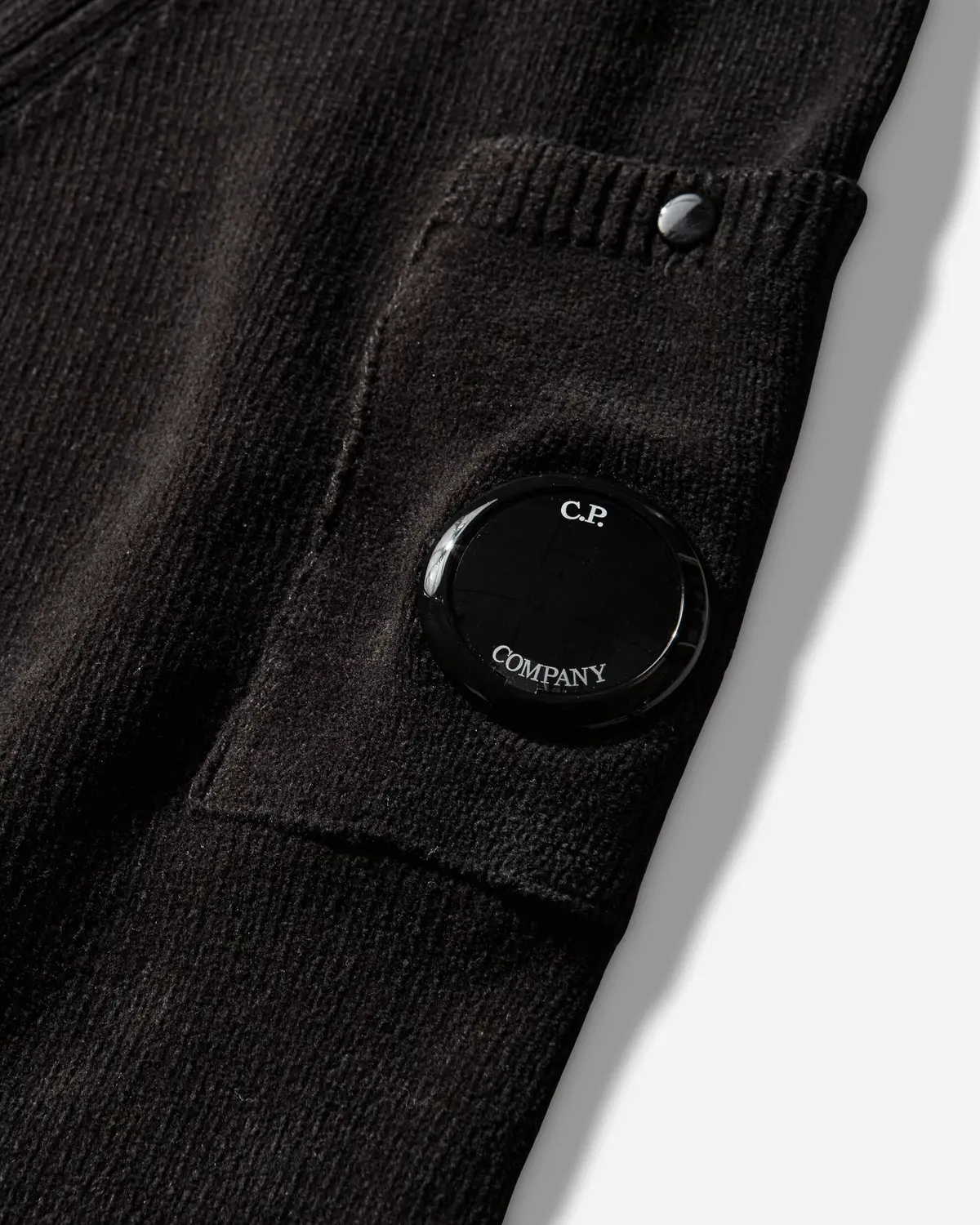 Men's Chenille Cotton Polo Lens Sweater Black 3