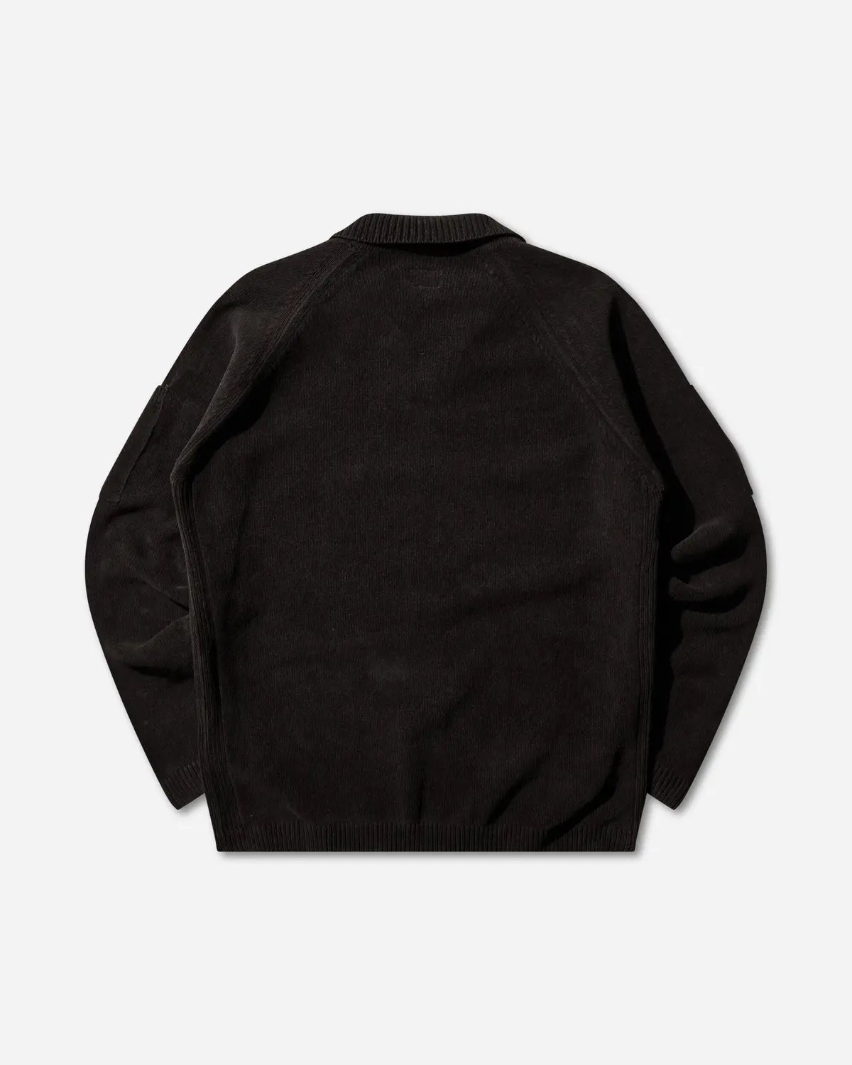 Men's Chenille Cotton Polo Lens Sweater Black 2