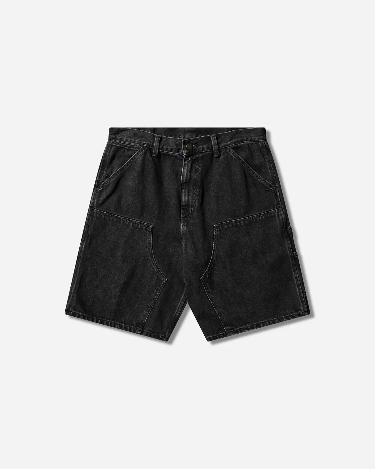 Men's Double Knee Shorts Black (Stone Washed) 1