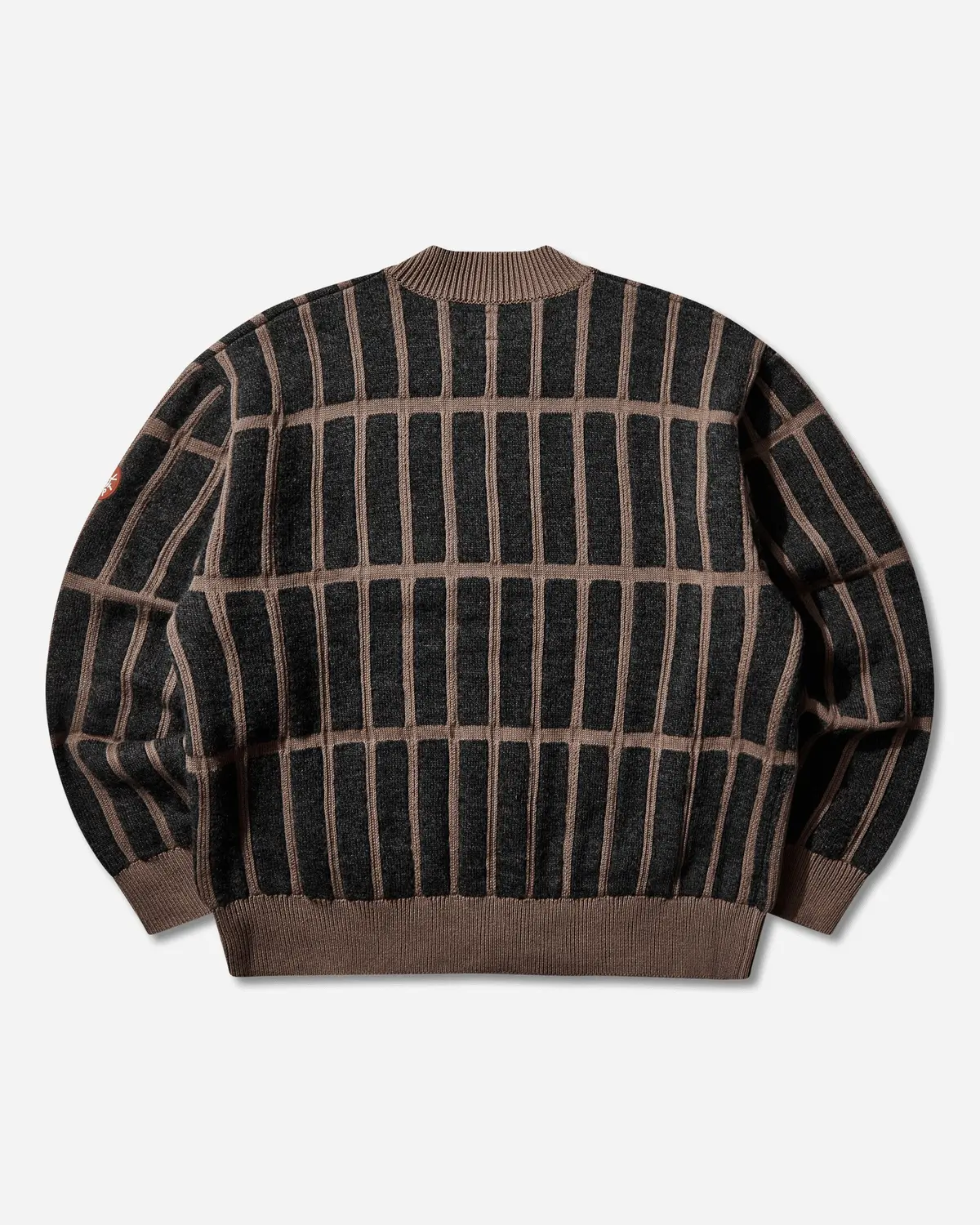 Men's Rectangular Bar Knit Cardigan Brown 2