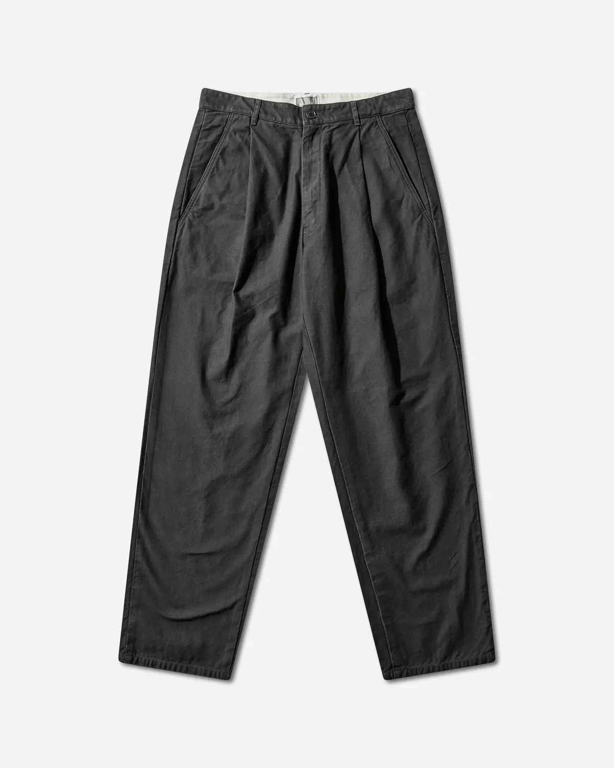 Men's Washed Cotton One Tuck Pants Charcoal 1
