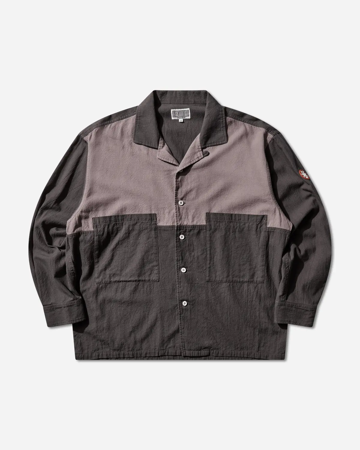 Men's Coloured Cotton Twill Open Shirt Charcoal 1