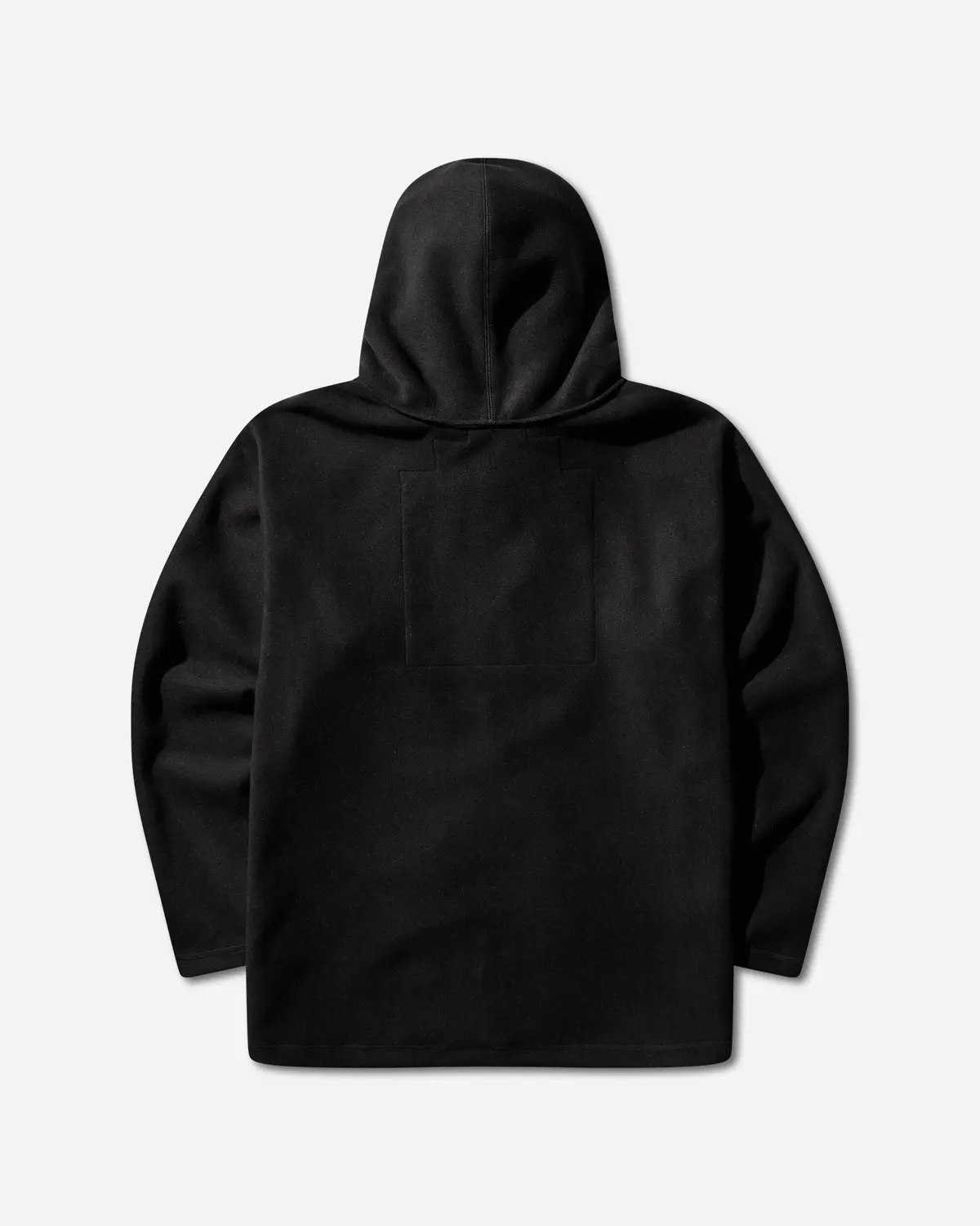 Men's Attached Hood Zip Up Fleece Jacket Black 2