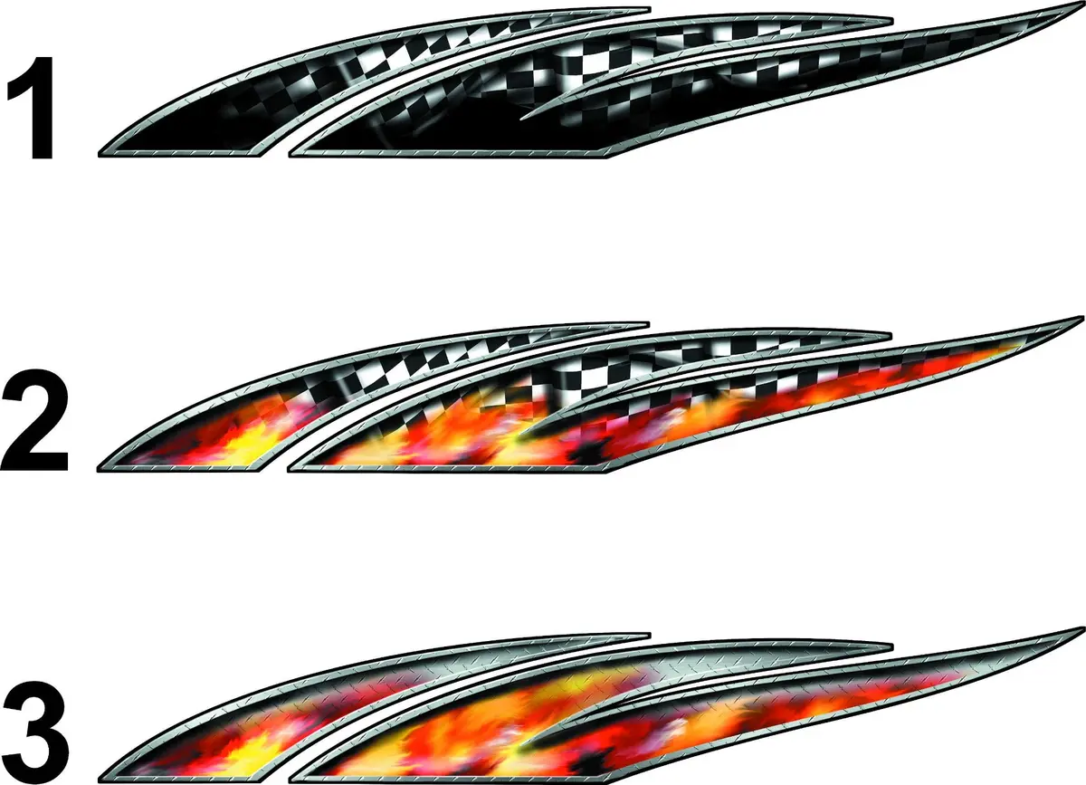 Checkers Wave Car Racing Vinyl Accent Decals 4