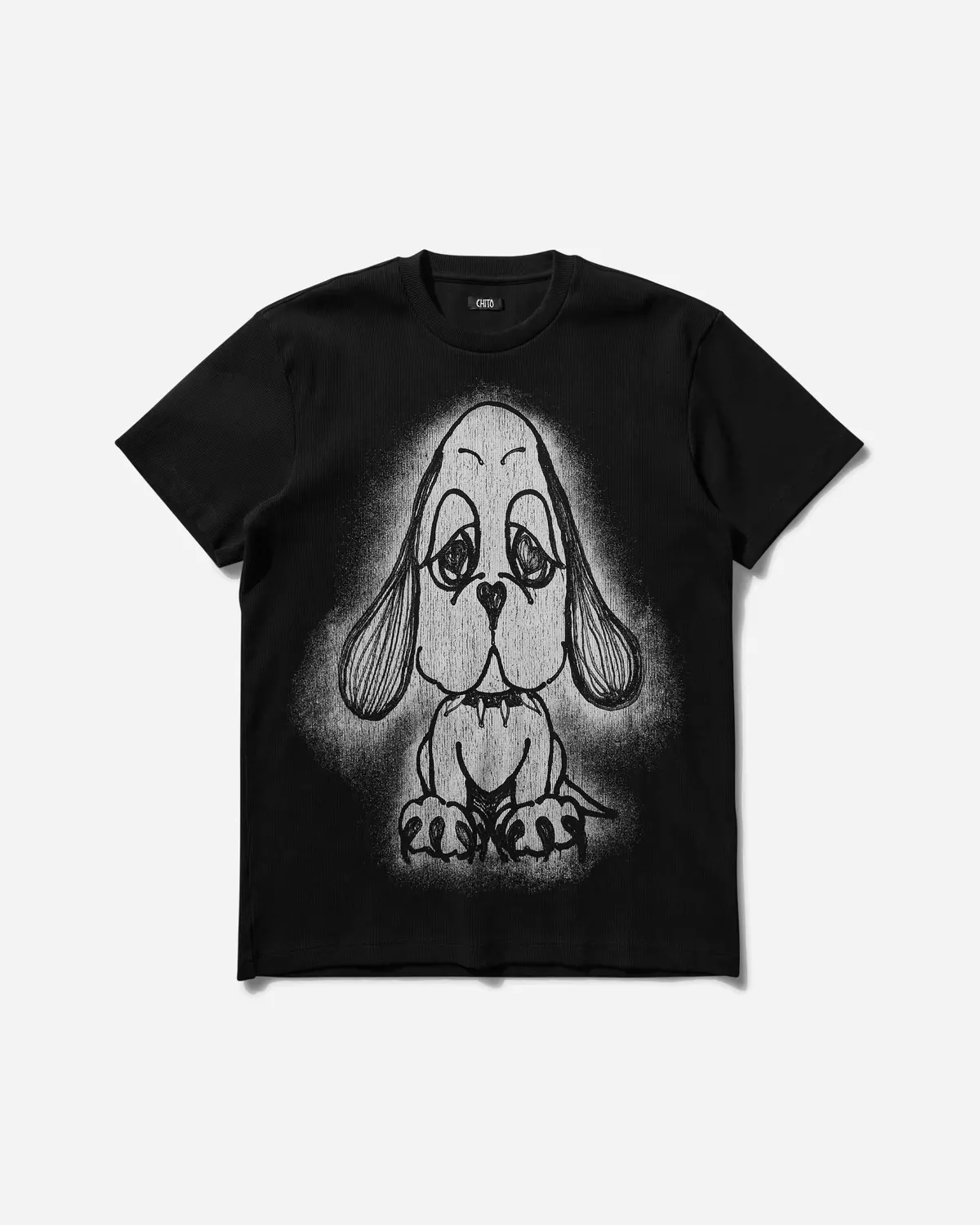 Men's Heart Eye Pup Ribbed T-Shirt Black 1