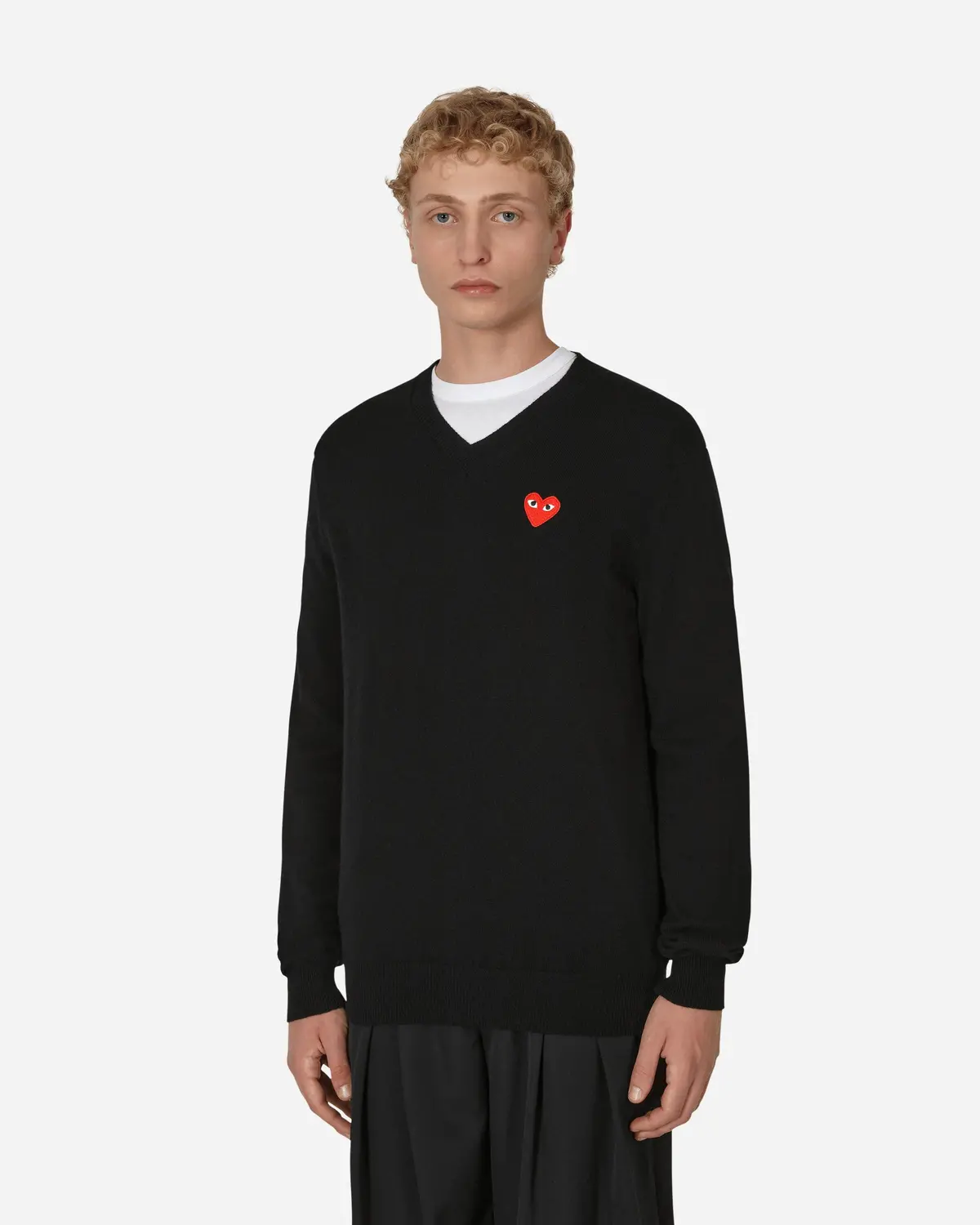 Heart V-Neck Sweater Black 1