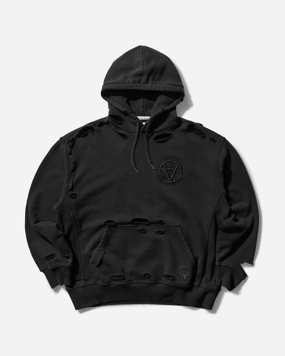 Slam Jam Destroyed Hoodie Black 1