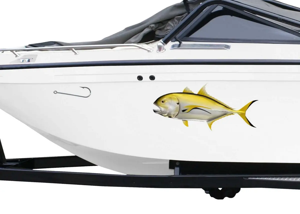 Classic Fish Hook Vinyl Decal – Silver Or Gold 2