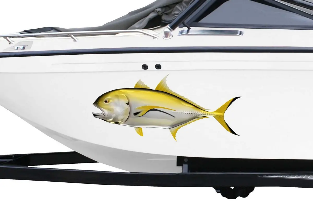 Crevalle Jack Golden-Silver Boat Decal – Premium Vinyl Fish Graphic 2