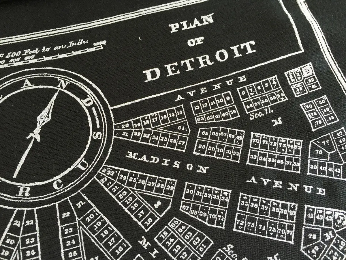 Detroit Map Printed Linen Weave Pashmina Scarf, 1831 City Plan 4