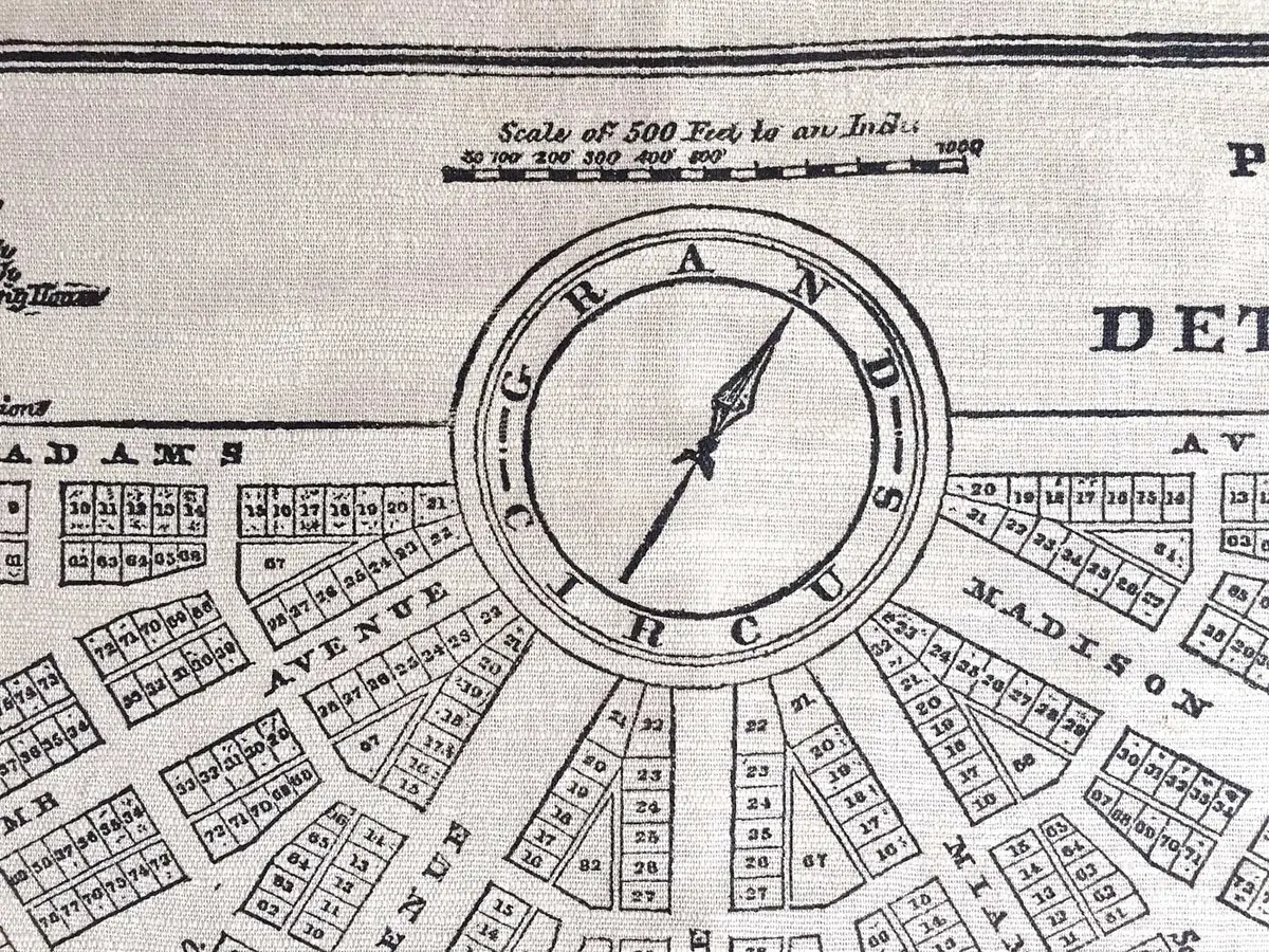 Detroit Map Printed Linen Weave Pashmina Scarf, 1831 City Plan 3