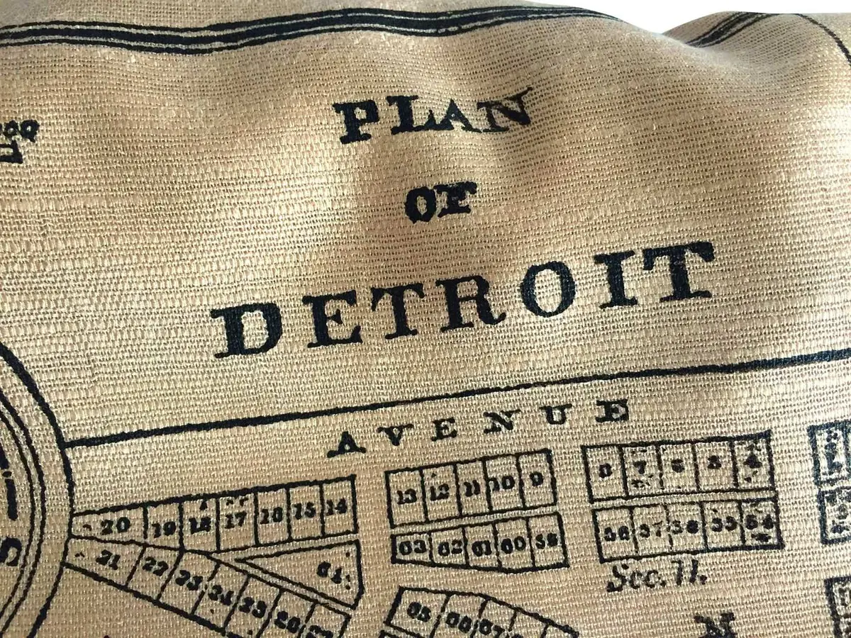 Detroit Map Printed Linen Weave Pashmina Scarf, 1831 City Plan 2