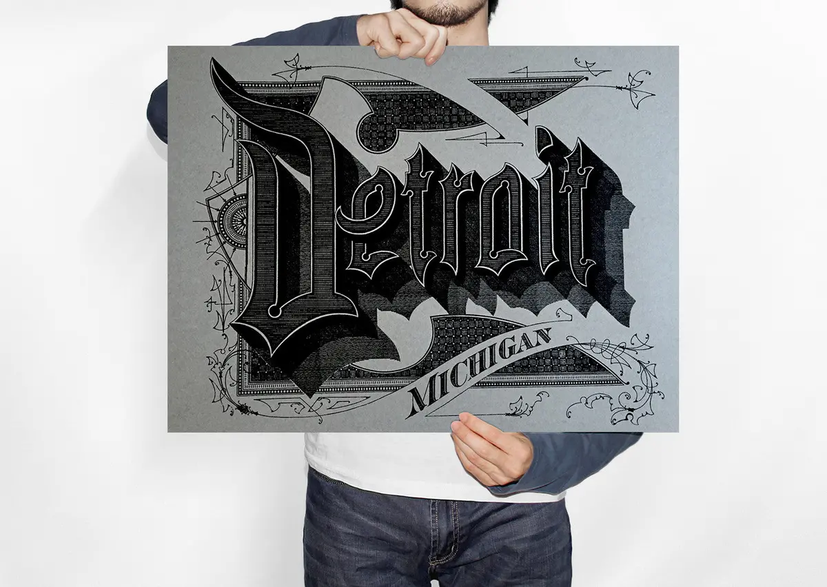 Detroit Art Print, Roaring 20S Script 1