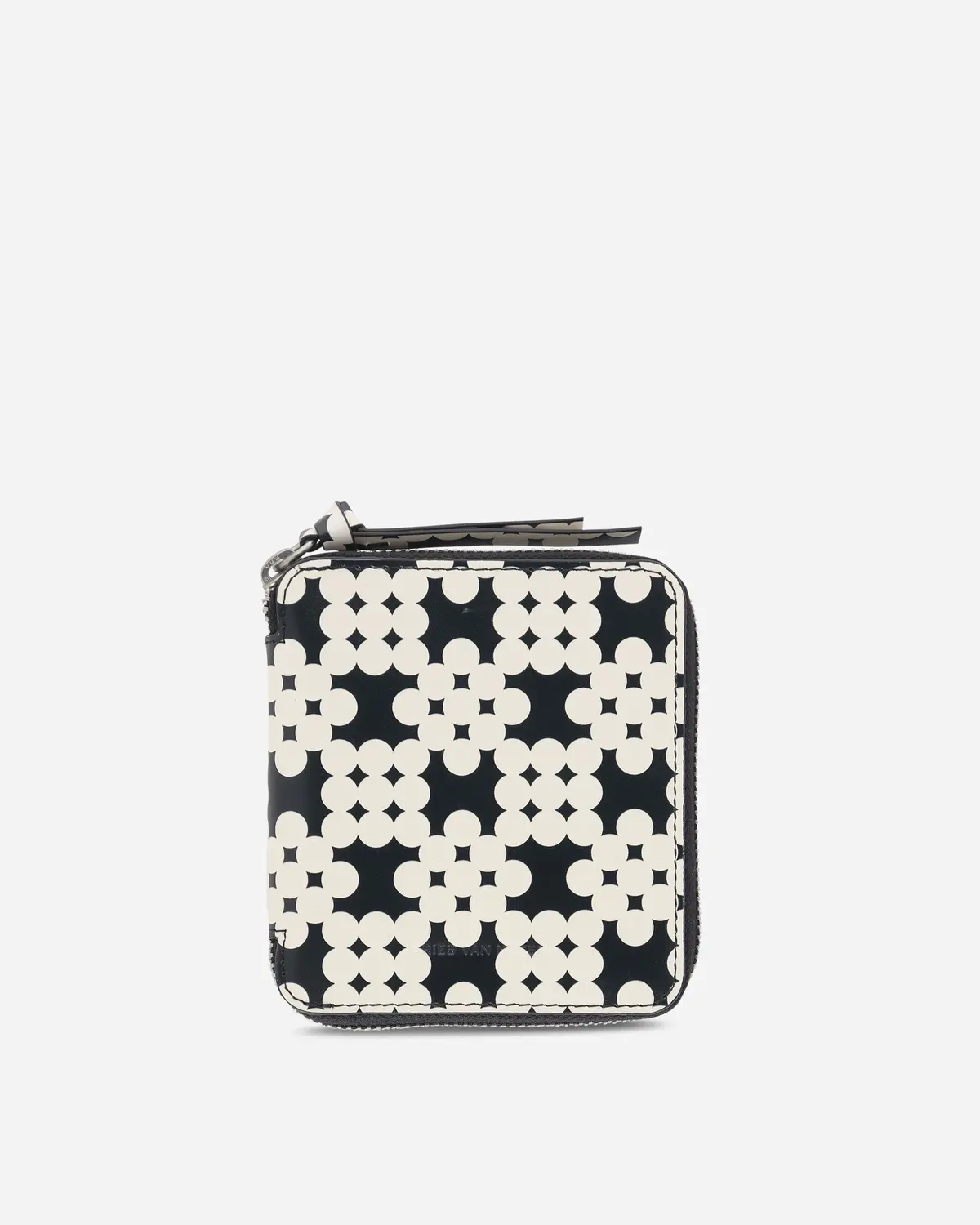 Printed Leather Zip Wallet Ecru 1