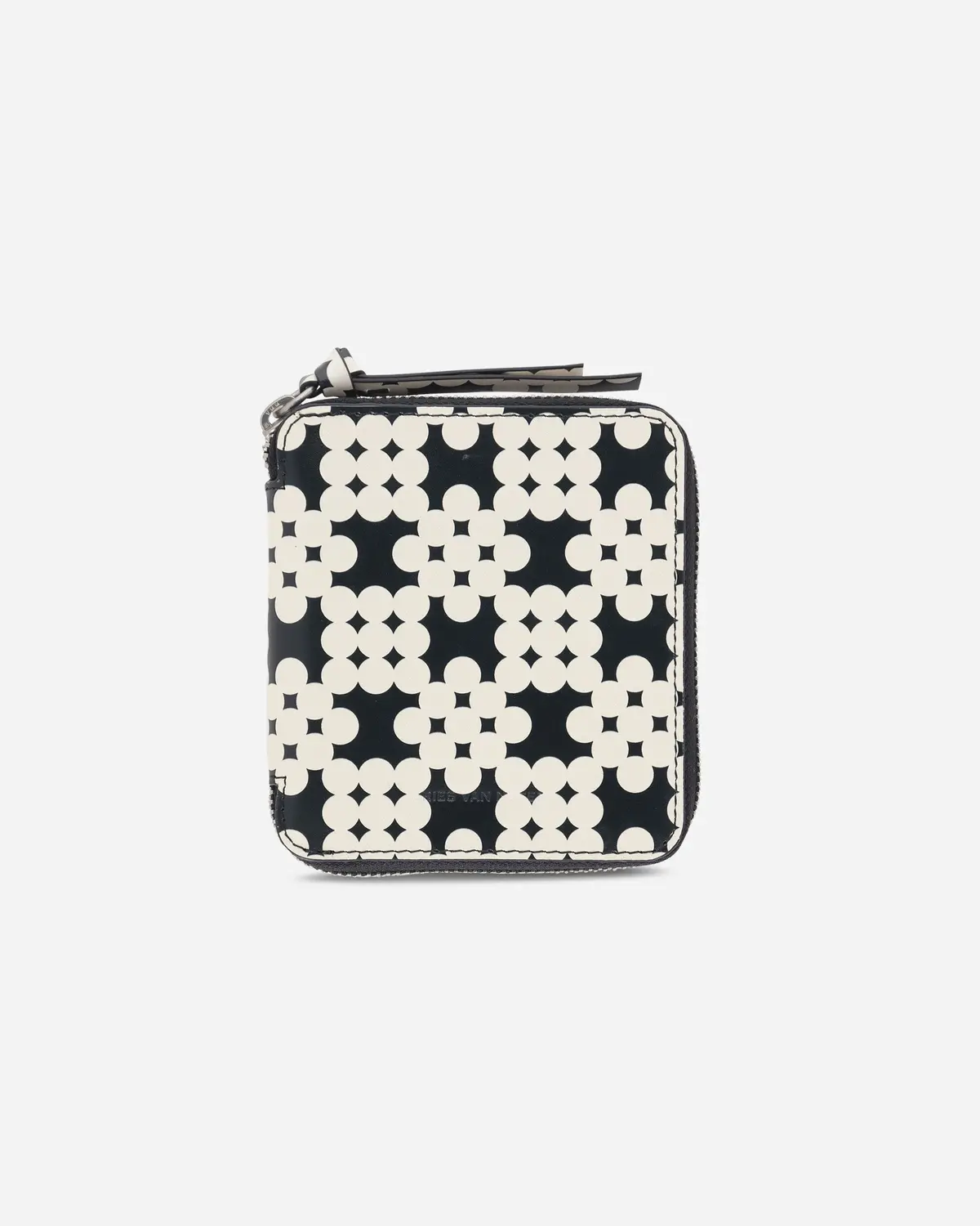 Printed Leather Zip Wallet Ecru 2