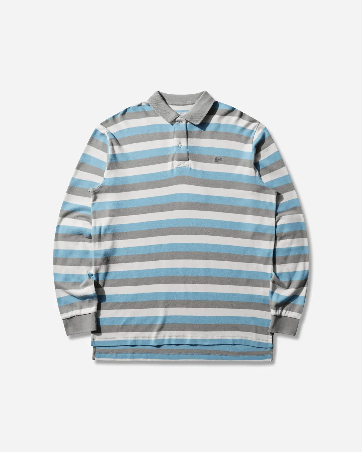 Men's Striped Long Sleeve Polo Blue 1