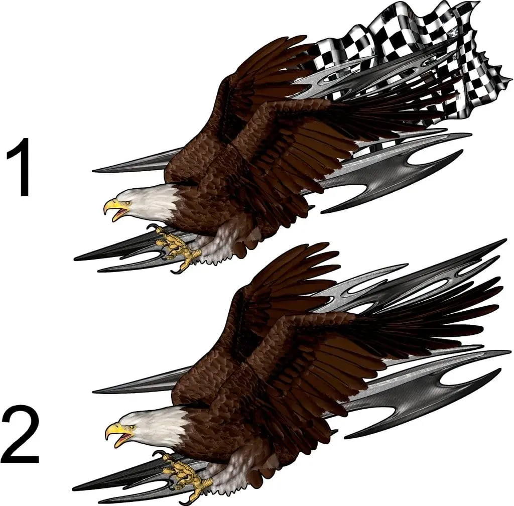 Tribal Bald Eagle Checkered Flag Semi Truck Decals 4