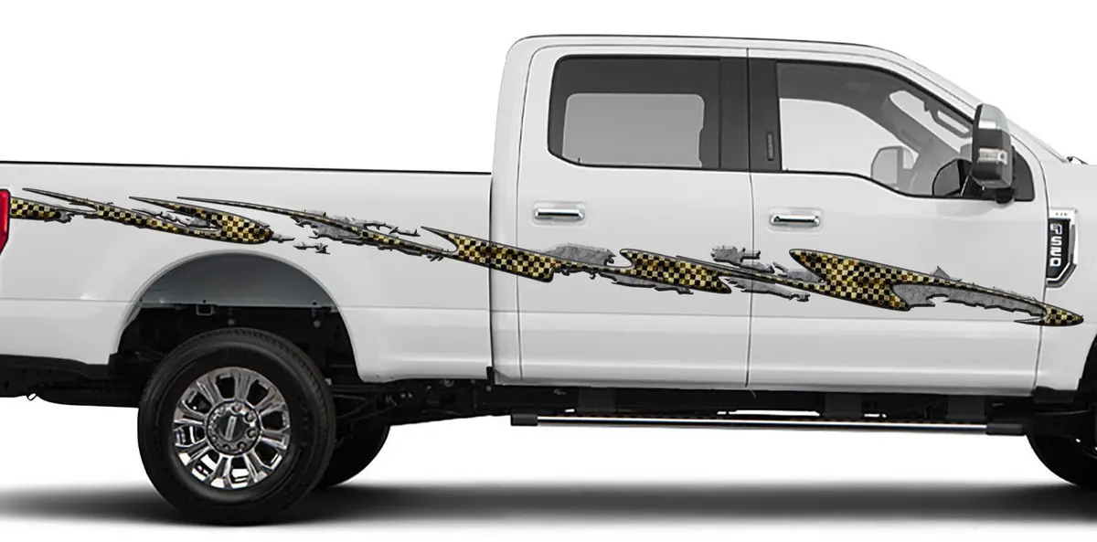 Checkered Racing Stripes Vinyl Vehicle Side Decals 2