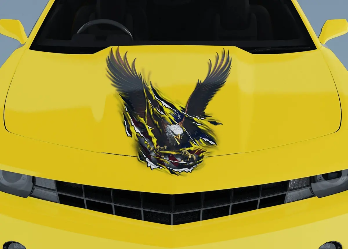 Bald Eagle Tear American Flag Hood Decal 1