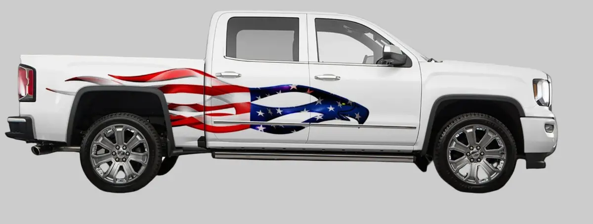 American Flag Eagle Flames Vinyl Graphics For Cars & Trucks 1