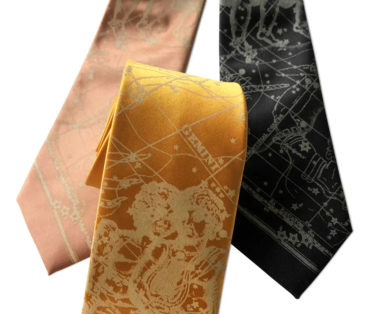 Gemini Necktie, The Twins. Zodiac Constellation Star Chart Tie 4