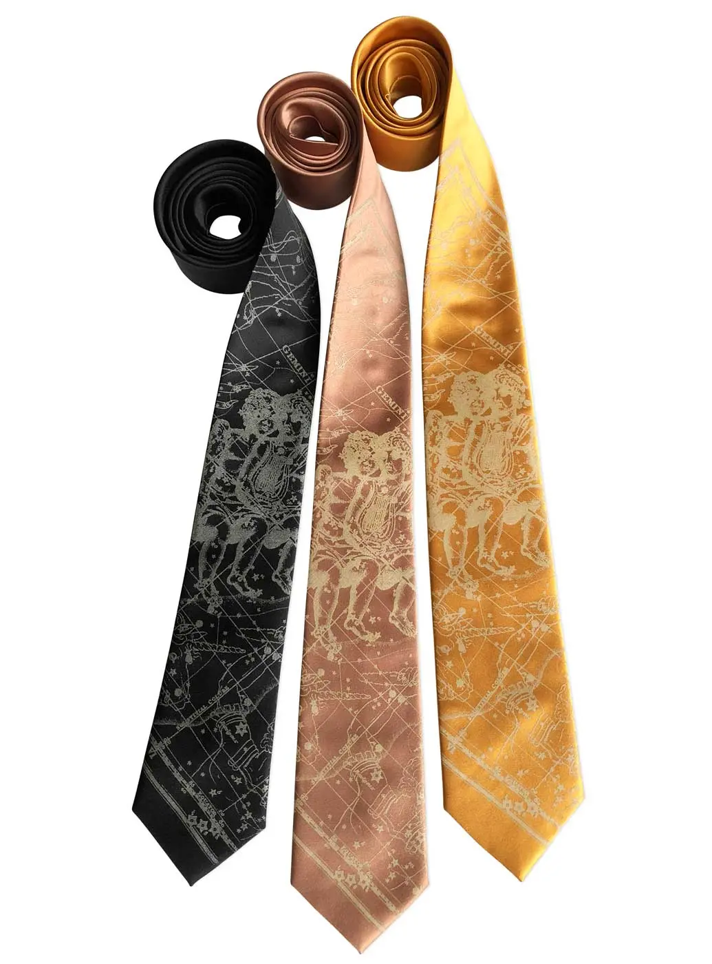 Gemini Necktie, The Twins. Zodiac Constellation Star Chart Tie 2
